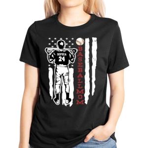 NAZENTI Personalized Baseball Mom Shirt, Custom Baseball Mom with Kid Name Number Shirts, Baseball Mom Gift, Baseball Lovers(# Baseball Mom 1)