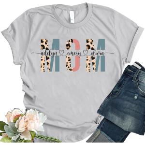 NAZENTI Personalized Baseball Mom Shirt, Custom Baseball Mom with Kid Name Number Shirts, Baseball Mom Gift, Baseball Lovers(#Multi 00)