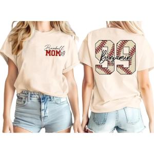 NAZENTI Personalized Baseball Mom Shirt, Custom Baseball Sweatshirt for Women, Sports Moms Gifts, Baseballs Moms Gifts(Design 1)