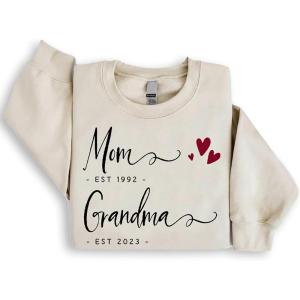 Personalized Mom Est Grandma Est Shirt, Custom Mom T-Shirt with Nickname & Kid’s Name, Shirt for Women, Mother’s Day(Multi 01)
