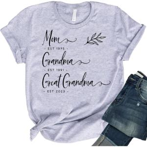 Personalized Mom Est Grandma Est Shirt, Custom Mom T-Shirt with Nickname & Kid’s Name, Shirt for Women, Mother’s Day(Multi 02)