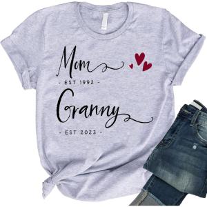 Personalized Mom Est Grandma Est Shirt, Custom Mom T-Shirt with Nickname & Kid’s Name, Shirt for Women, Mother’s Day(Multi 06)