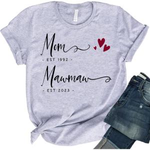 Personalized Mom Est Grandma Est Shirt, Custom Mom T-Shirt with Nickname & Kid’s Name, Shirt for Women, Mother’s Day(Multi 08)
