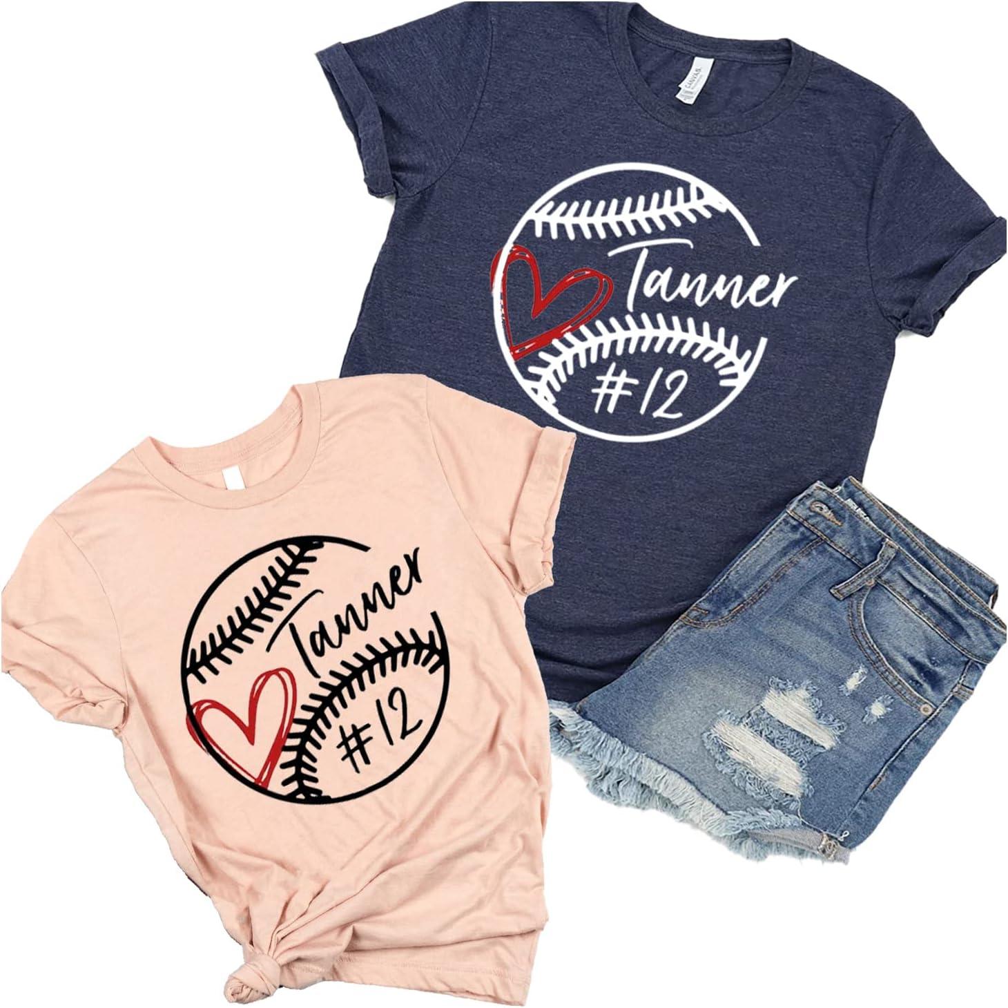 imageNAZENTI Baseball Baseball Mom Shirts Fan Baseball Mom Shirt Baseball Player Name Shirts for Moms Baseball V02