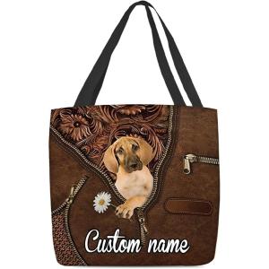 NAZENTI Personalized Dog Tote Bag- Great Dane Holding Daisy Tote Bag All Over Printed- Women Tote Bag – Customized Dog Mom Name- Custom Dog Gift for Mother, Dog Lover