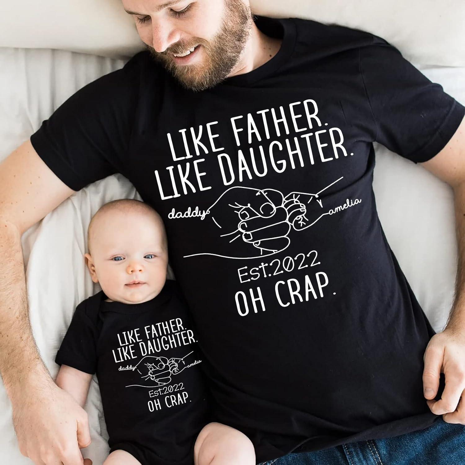 imageNAZENTI Daddy Son Daughter Matching Shirts Personalized Fathers Day Like Father for Son Daughter Dad Shirt Custom Shirt for Dad and Kid Shirt