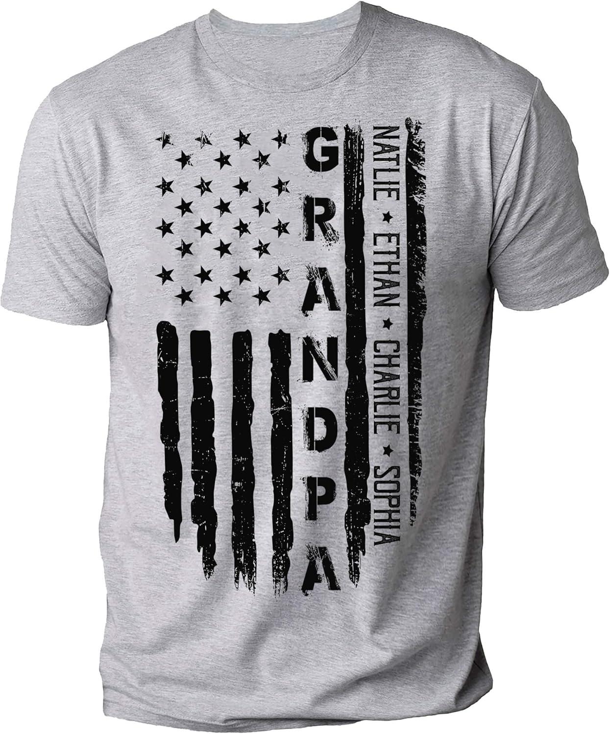 imageNAZENTI Personalized 4th of July Shirt for Dad Grandpa American Flag Tee for Men USA TShirtd Gift for Independence Day5