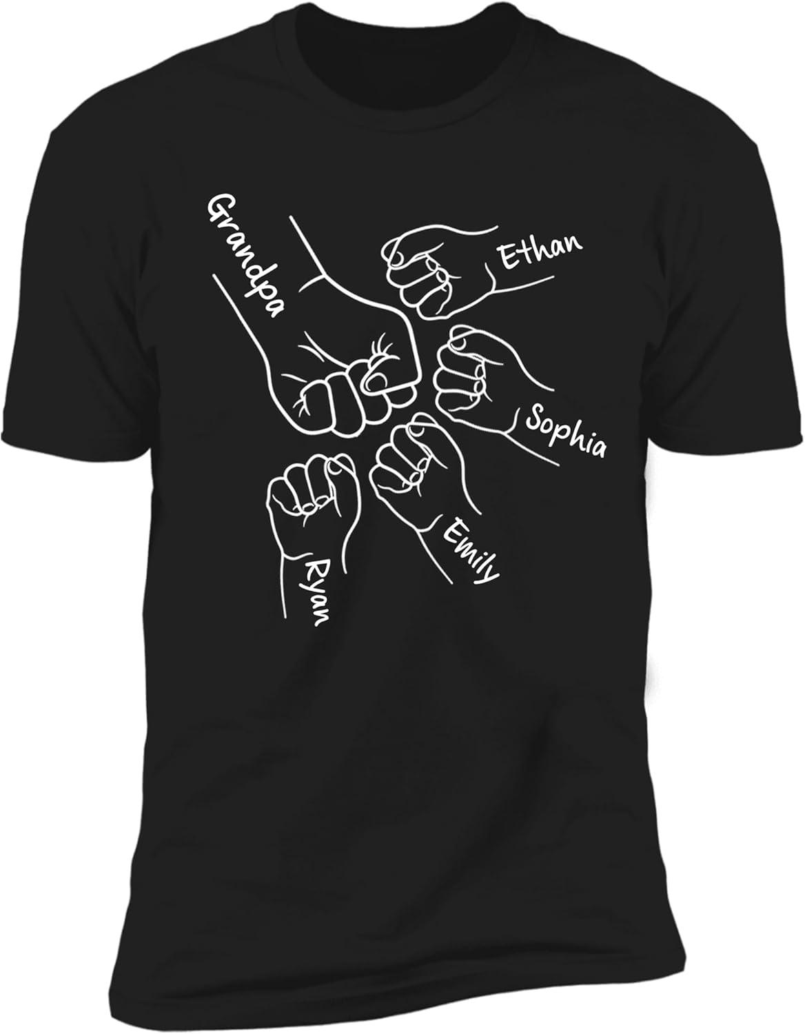 imageNAZENTI Personalized Photo Fathers Day Shirt Custom Dad Papa Fist Bump Outline Shirts Grandpa Shirts Gifts for Fathers Day4 Hand