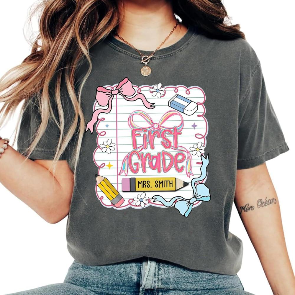 imageCustom Back to School Teacher Shirt Cute First Day of School Tee for PreK Kindergarten 1st 2nd 3rd Grade TeacherFirst Grade