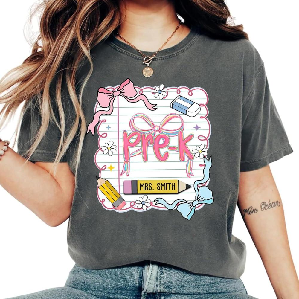 imageCustom Back to School Teacher Shirt Cute First Day of School Tee for PreK Kindergarten 1st 2nd 3rd Grade TeacherPrek