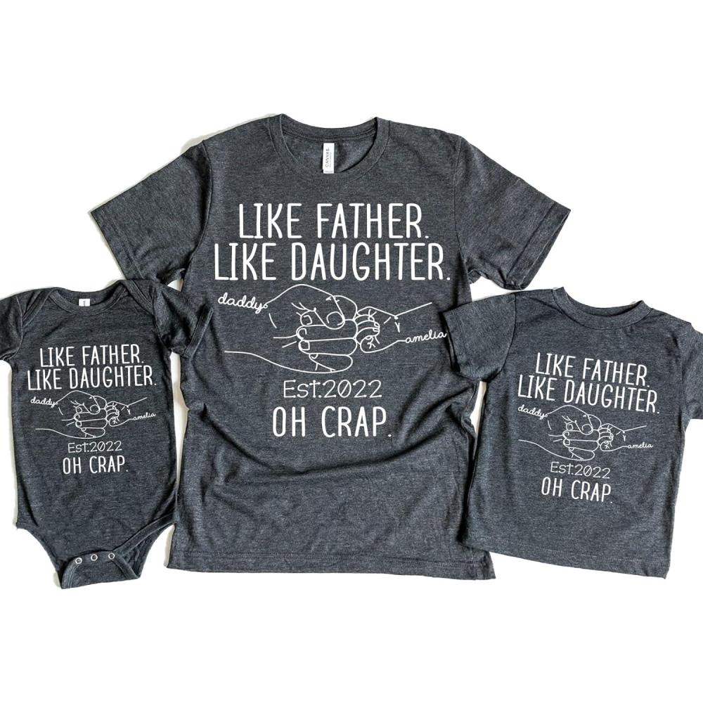 imageNAZENTI Daddy Son Daughter Matching Shirts Personalized Fathers Day Like Father for Son Daughter Dad Shirt Custom Shirt for Dad and Kid Shirt
