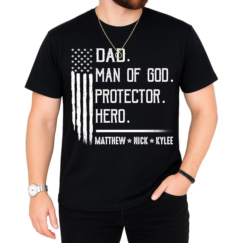imageNAZENTI Personalized 4th of July Shirt for Dad Grandpa American Flag Tee for Men USA TShirtd Gift for Independence Day2