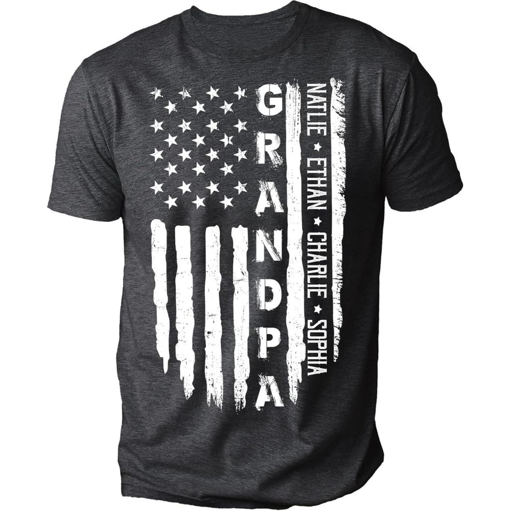 imageNAZENTI Personalized 4th of July Shirt for Dad Grandpa American Flag Tee for Men USA TShirtd Gift for Independence Day5