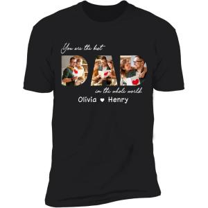 NAZENTI Personalized Photo Fathers Day Shirt, Custom Dad Papa Fist Bump Outline Shirts, Grandpa Shirts, Gifts for Fathers Day(#00 Design 1)
