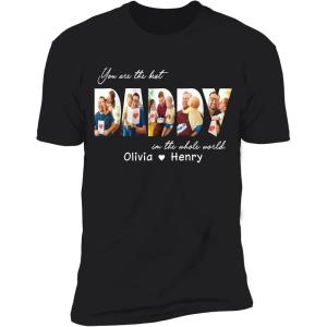 NAZENTI Personalized Photo Fathers Day Shirt, Custom Dad Papa Fist Bump Outline Shirts, Grandpa Shirts, Gifts for Fathers Day(#00 Design 2)