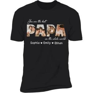 NAZENTI Personalized Photo Fathers Day Shirt, Custom Dad Papa Fist Bump Outline Shirts, Grandpa Shirts, Gifts for Fathers Day(#00 Design 3)