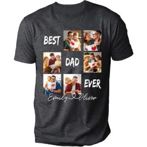 NAZENTI Personalized Photo Fathers Day Shirt, Custom Dad Papa Fist Bump Outline Shirts, Grandpa Shirts, Gifts for Fathers Day(#00 Design 4)