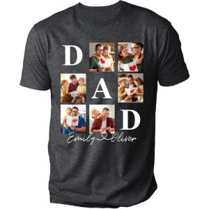 NAZENTI Personalized Photo Fathers Day Shirt, Custom Dad Papa Fist Bump Outline Shirts, Grandpa Shirts, Gifts for Fathers Day(#00 Design 5)