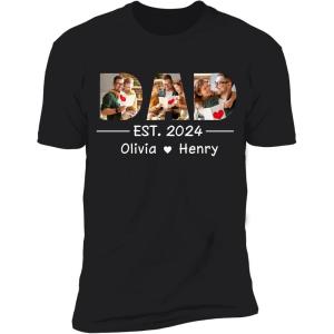 NAZENTI Personalized Photo Fathers Day Shirt, Custom Dad Papa Fist Bump Outline Shirts, Grandpa Shirts, Gifts for Fathers Day(#00 Design 6)