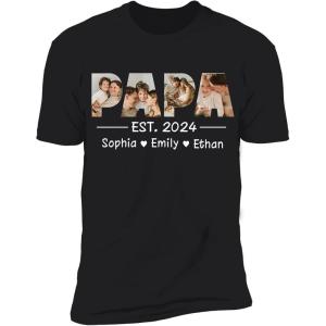 NAZENTI Personalized Photo Fathers Day Shirt, Custom Dad Papa Fist Bump Outline Shirts, Grandpa Shirts, Gifts for Fathers Day(#00 Design 8)