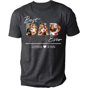 NAZENTI Personalized Photo Fathers Day Shirt, Custom Dad Papa Fist Bump Outline Shirts, Grandpa Shirts, Gifts for Fathers Day(#00 Design 9)