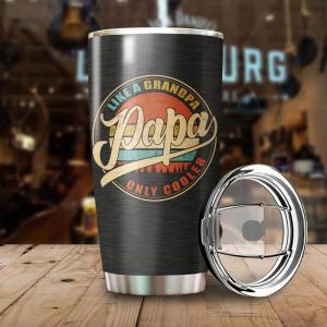 Nazenti Papa Gifts Stainless Steel Tumbler, Papa Gift from Grandkid Insulated Travel Cup, Papa Gifts for Grandpa, 20 Oz Tumbler for Grandpa Gifts On Fathers Day, Birthday