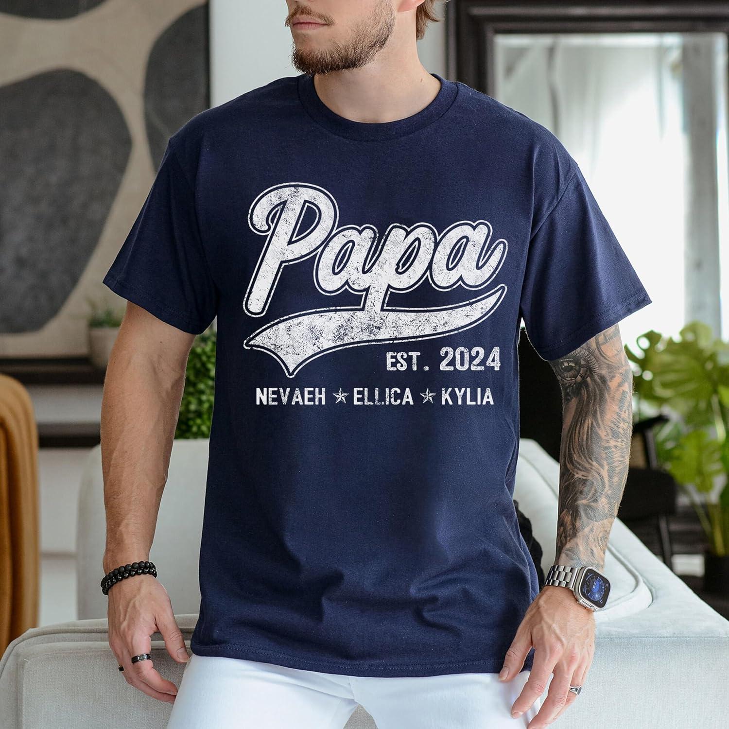 imageNAZENTI Personalized Fathers Day TShirt Custom Dad Fist Bump Shirt Vintage American Flag Tee for Men Gifts for Grandpa07 Poppop