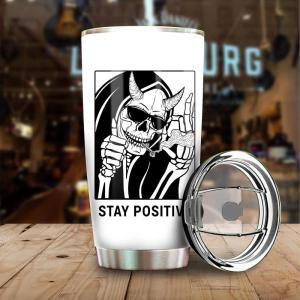 NAZENTI Skull Tumbler, Skull Decor, Gothic Decor, Spooky Gifts, Skull Gifts For Women, Tumbler Accessories, Spooky Tumbler, Skeleton Tumbler 20 oz White, Gift For Men Women Christmas Birthday