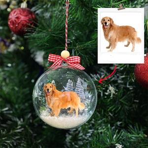 Personalized Photo Globe Ball Ornament, Photo Dog Ornament, 3D Ball Ornament, for Kid, Baby Photo Ornament, Custom Photo Family Ornament, Decor for Christmas Tree Acrylic Xmas Gift(A2)