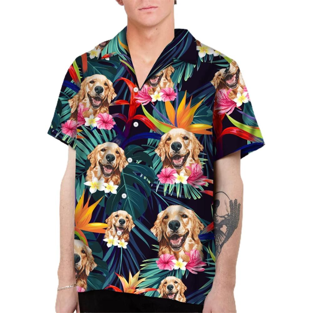 imageNAZENTI Personalized Patriotic Hawaiian Shirts for Men and Women 4th of July Shirts with Face On It 250 Anniversary ShirtFroral 6