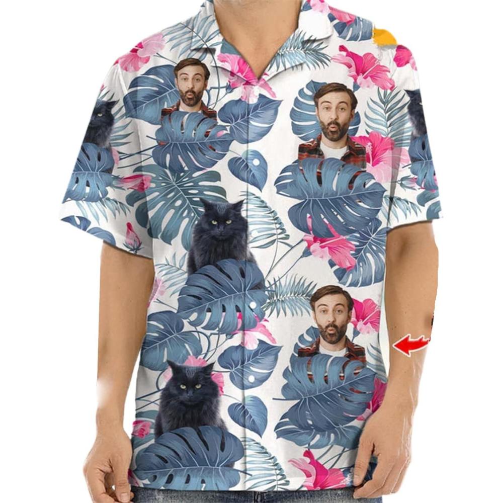 imageNAZENTI Personalized Patriotic Hawaiian Shirts for Men and Women 4th of July Shirts with Face On It 250 Anniversary ShirtFroral 9