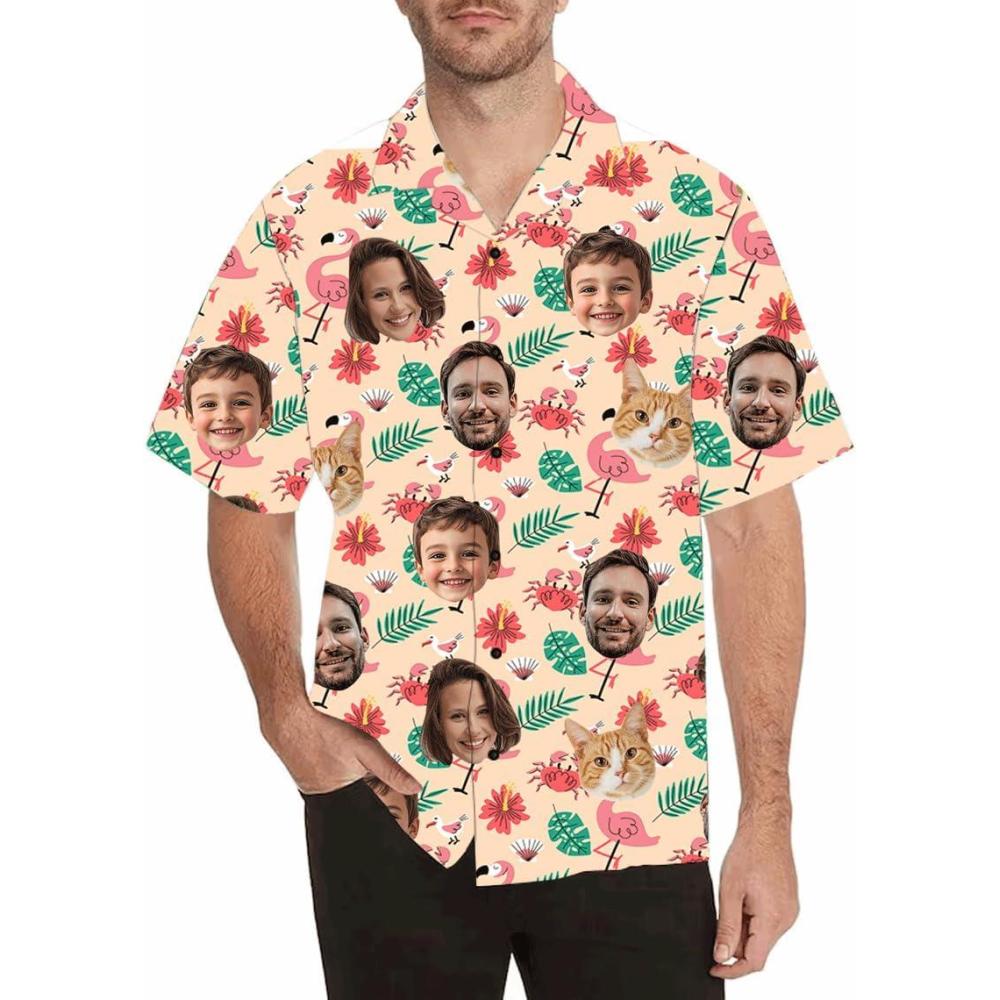 imageNAZENTI Personalized Patriotic Hawaiian Shirts for Men and Women 4th of July Shirts with Face On It 250 Anniversary ShirtHawai 2