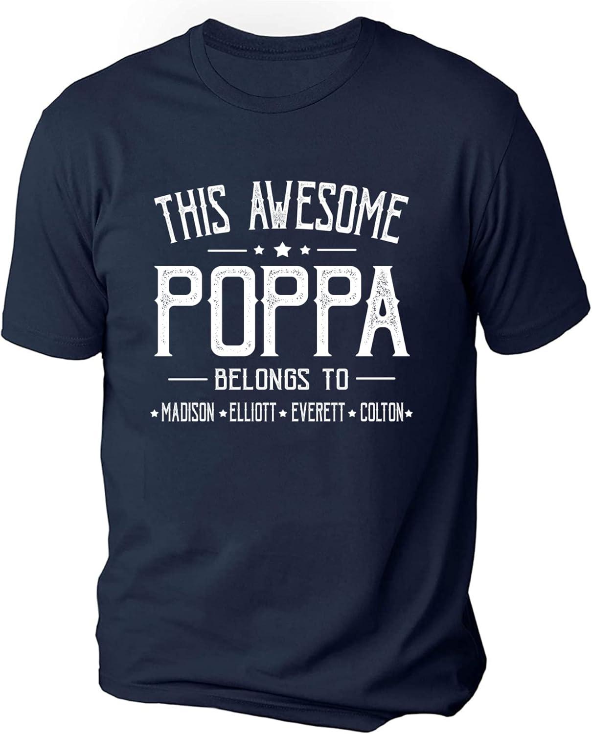 imageIZI POD Personalized Grandpa Dad Shirt Custom Grandpa Grandkids Name Shirt Birthday Christmas Fathers Day Dad Grandpa GiftA10poppa