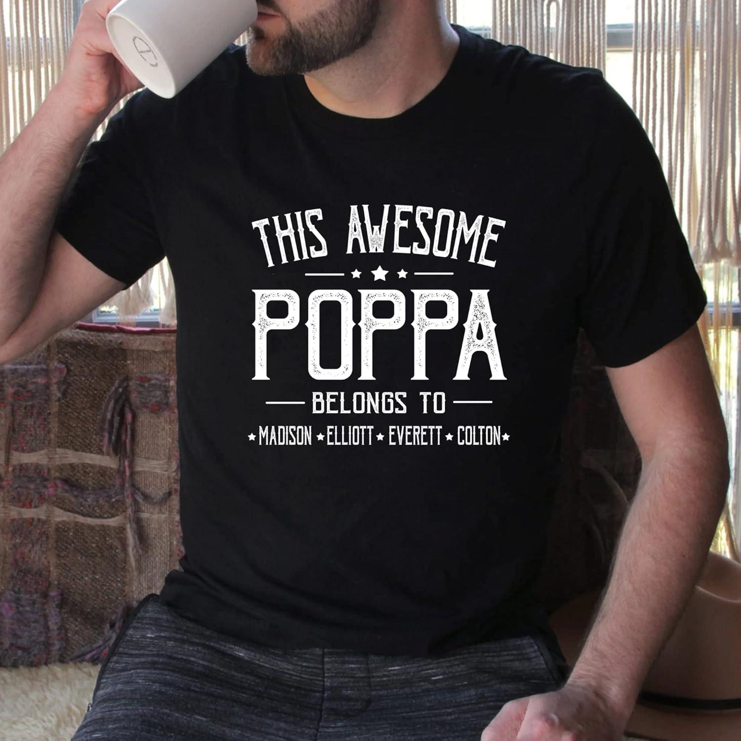 imageIZI POD Personalized Grandpa Dad Shirt Custom Grandpa Grandkids Name Shirt Birthday Christmas Fathers Day Dad Grandpa GiftA10poppa