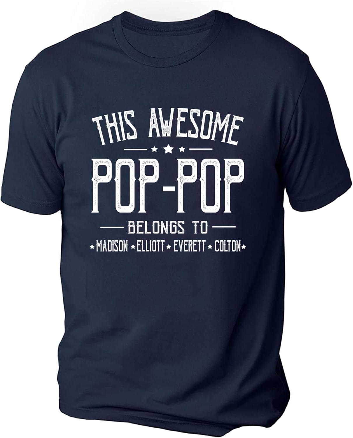 imageIZI POD Personalized Grandpa Dad Shirt Custom Grandpa Grandkids Name Shirt Birthday Christmas Fathers Day Dad Grandpa GiftA9pop Pop