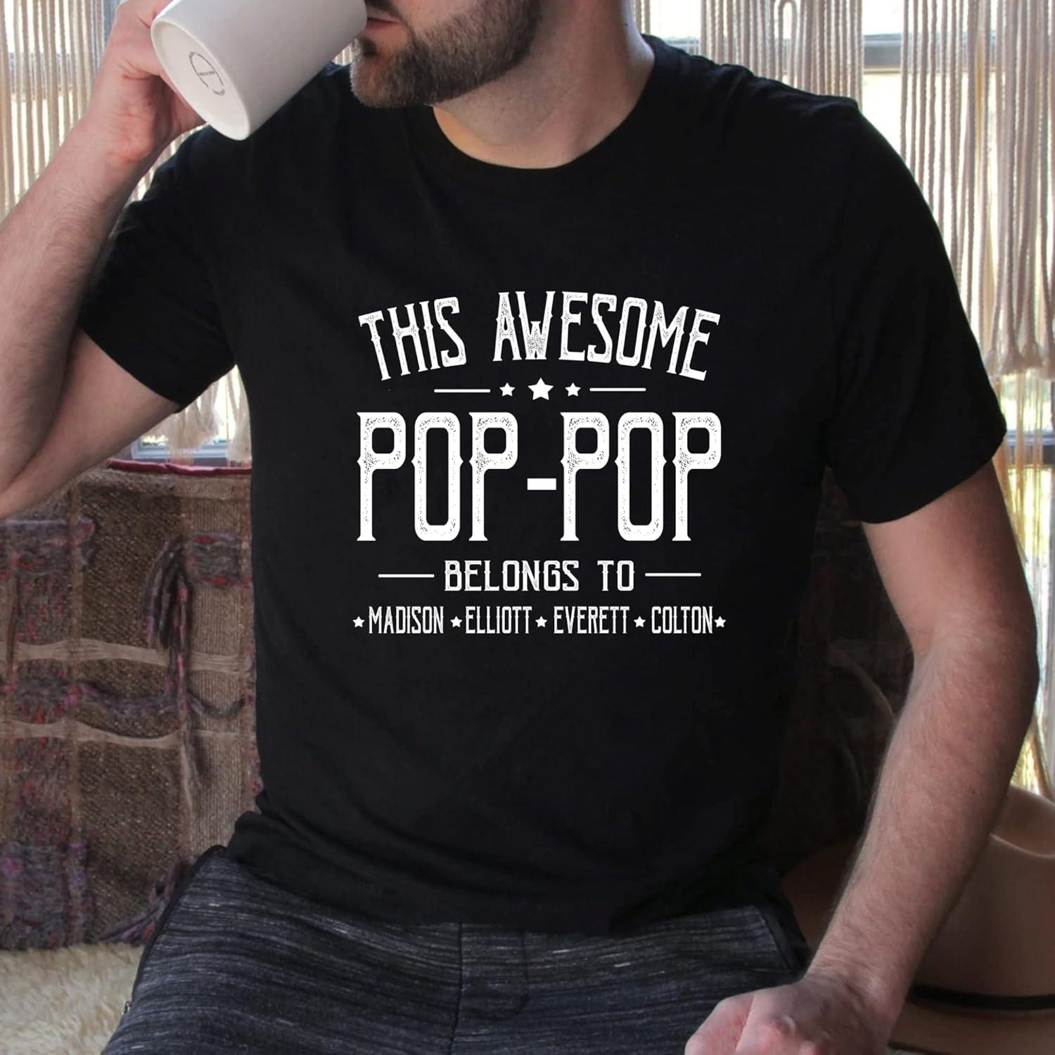 imageIZI POD Personalized Grandpa Dad Shirt Custom Grandpa Grandkids Name Shirt Birthday Christmas Fathers Day Dad Grandpa GiftA9pop Pop