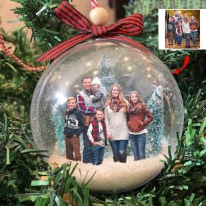 Personalized Pet Memorial Snow Globe 3D Photo Ornament 2025, Custom Acrylic Christmas Ball with Pet Picture and Text, Dog Memorial Lover Tree Decor, Unique Sympathy Xmas Gift for Dog, Cat, Mom, Dad(Ornament 1)