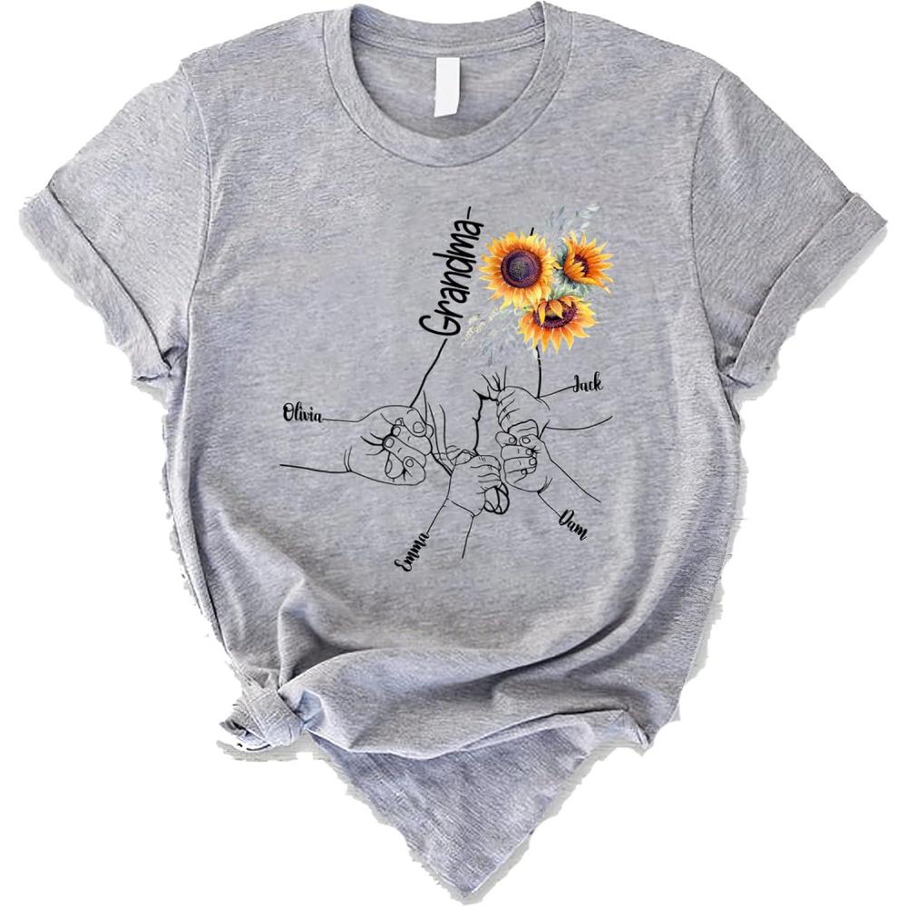 imagePersonalized Grandma Shirt Grandma Gifts Hands Grandkids Grandma Sunflower TShirt Grandma Gift TShirt Mothers Day Valentines Day Shirt Valentines Gift Grandma Shirt
