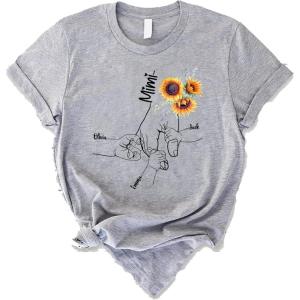NAZENTI Personalized Grandma Shirt, Grandma Gifts, Hands Grandkids Grandma Sunflower, Grandma Gift T-Shirt, Mother’s Day(Mimi)