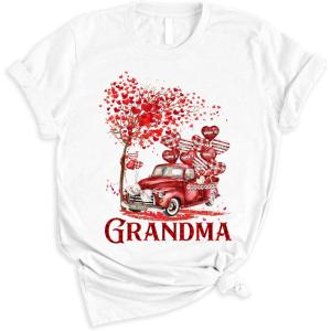 Personalized Grandma Shirt – Love Grandma Truck T-Shirts for Women with Grandkid’s Names, Women’s Day, Valentine Day Gift for Grandma, Funny Grandma Birthday Shirt, Casual Graphic Top Tees