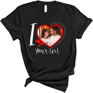 Personalized Valentine Heart Shirt – I Love Boyfriend Girlfriend T-Shirt, Funny Red with Lover Image, Unisex Gift for Her and Him, Couple Matching Gift, Small-5X-Large
