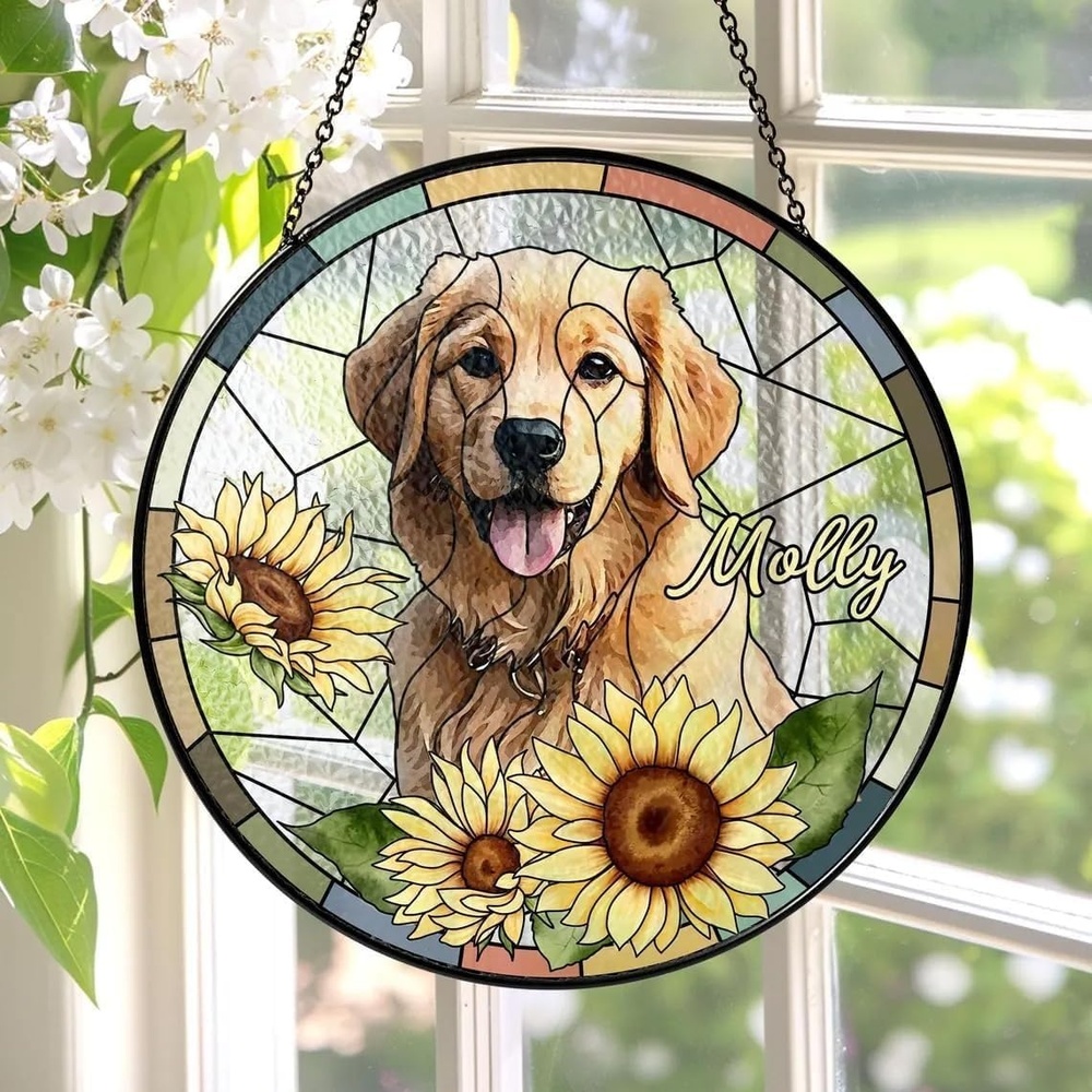 image:imageCustom Dog Portrait Stained Glass Catcher Pet Memorial Stained Glass Photo Catcher Staineds Glass Dog Memorial Loss of Dogs Sympathy Gift Personalized Pet Loss Gifts 11Design 4