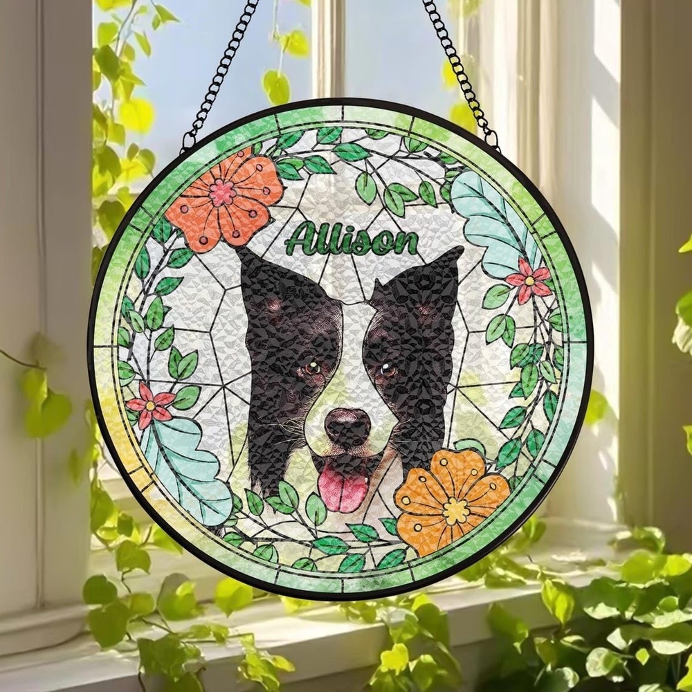 image:imageCustom Dog Portrait Stained Glass Catcher Pet Memorial Stained Glass Photo Catcher Staineds Glass Dog Memorial Loss of Dogs Sympathy Gift Personalized Pet Loss Gifts 11Design 9