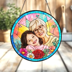 Custom Dog Portrait Stained Glass Catcher, Pet Memorial Stained Glass Photo Catcher, Staineds Glass Dog Memorial, Loss of Dogs Sympathy Gift Personalized, Pet Loss Gifts /11(F1)