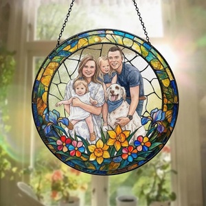 Custom Dog Portrait Stained Glass Catcher, Pet Memorial Stained Glass Photo Catcher, Staineds Glass Dog Memorial, Loss of Dogs Sympathy Gift Personalized, Pet Loss Gifts /11(G9)
