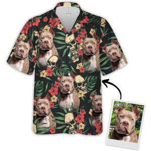 NAZENTI Custom Face Shirt, Personalized Hawaiian Shirt, Hawaiian Shirt for Men, Hawaiian Picture Shirts, Dog Face Shirts(Pattern 46)