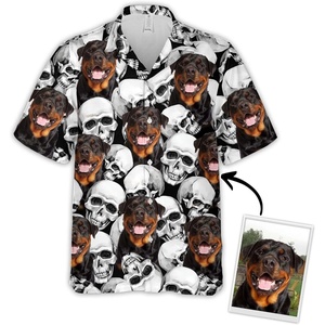 NAZENTI Custom Face Shirt, Personalized Hawaiian Shirt, Hawaiian Shirt for Men, Hawaiian Picture Shirts, Dog Face Shirts(Pattern 47)