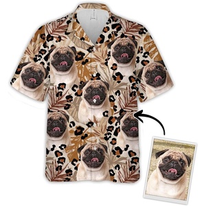 NAZENTI Custom Face Shirt, Personalized Hawaiian Shirt, Hawaiian Shirt for Men, Hawaiian Picture Shirts, Dog Face Shirts(Pattern 48)