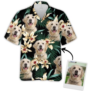 NAZENTI Custom Face Shirt, Personalized Hawaiian Shirt, Hawaiian Shirt for Men, Hawaiian Picture Shirts, Dog Face Shirts(Pattern 70)