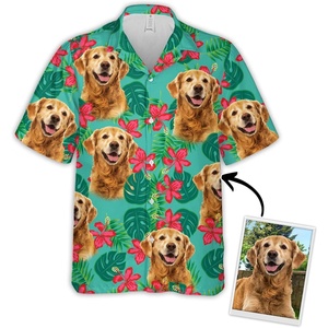 NAZENTI Custom Face Shirt, Personalized Hawaiian Shirt, Hawaiian Shirt for Men, Hawaiian Picture Shirts, Dog Face Shirts(Pattern 71)